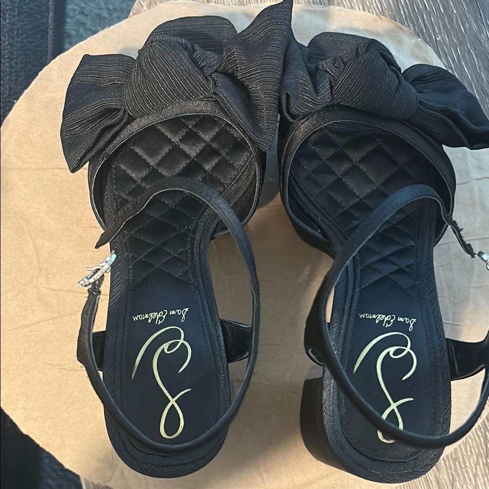 Sam Edelman Black Quilted platform Sandals with Bow Detail